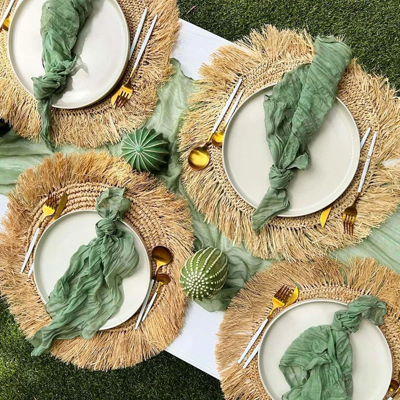 60Pcs Sage Green Cheesecloth Napkins 20x20Inch Boho Gauze Wedding Napkin Table Decoration for Bridal Baby Shower Christmas Party