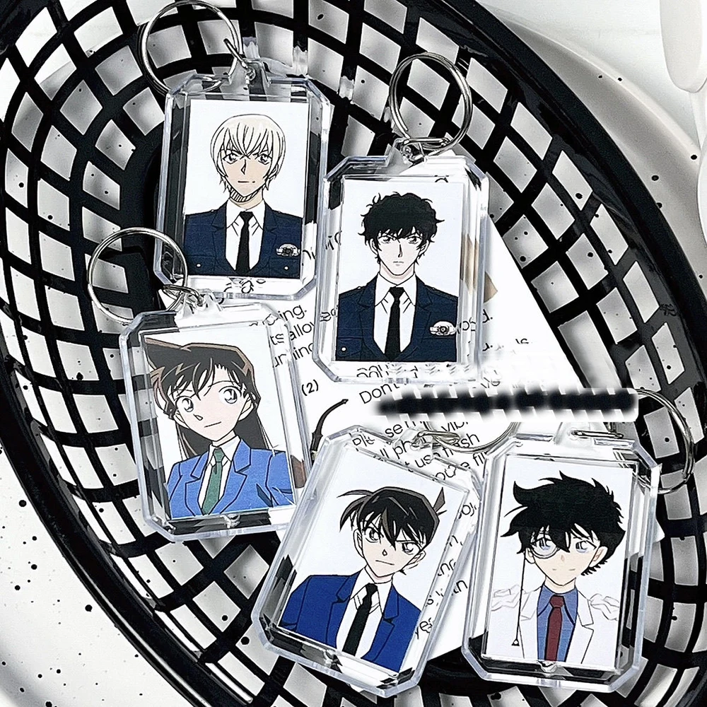 Anime Cartoon Detective Conan Keychain Conan Edogawa Haibara Ai Mouri Ran Cosplay Figures Acrylic Pendant Bag Backpack Key Chain
