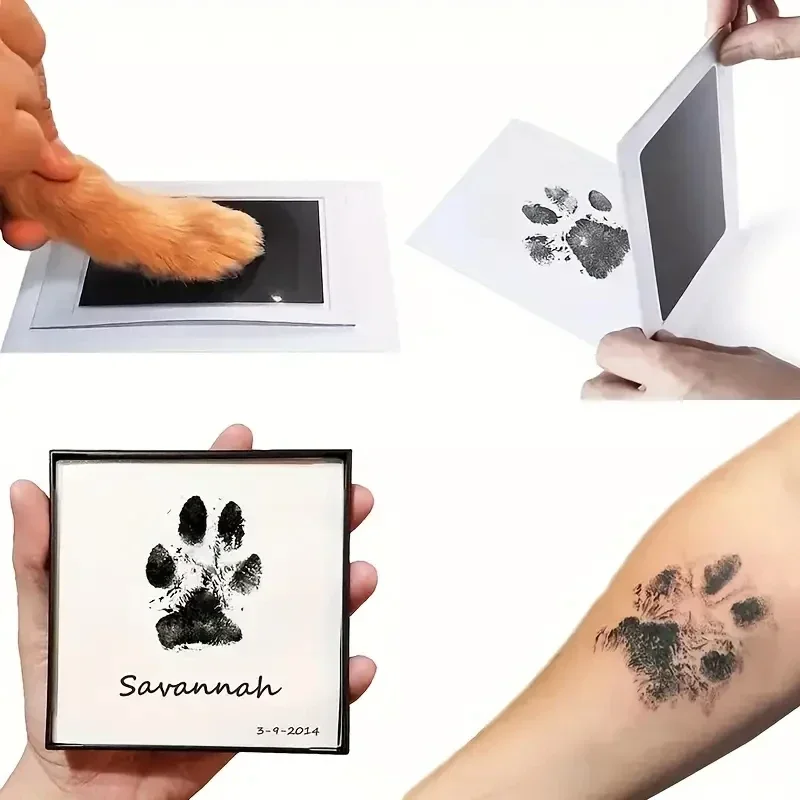 1PC Black Pet Pawprint Ink Pad For Dogs & Cats, Pet Footprint Pad For Memorizing Memorial Supplies