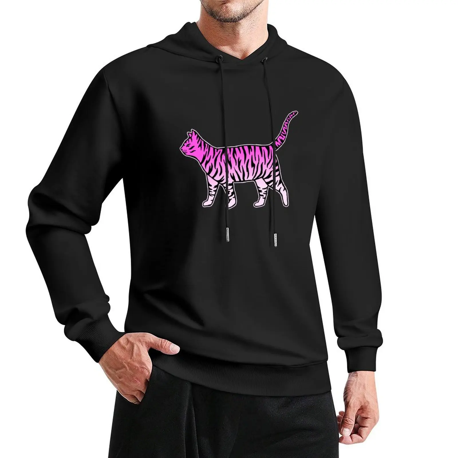 

Pink House Tiger Cat Pullover Hoodie blouse japanese style hoodie man