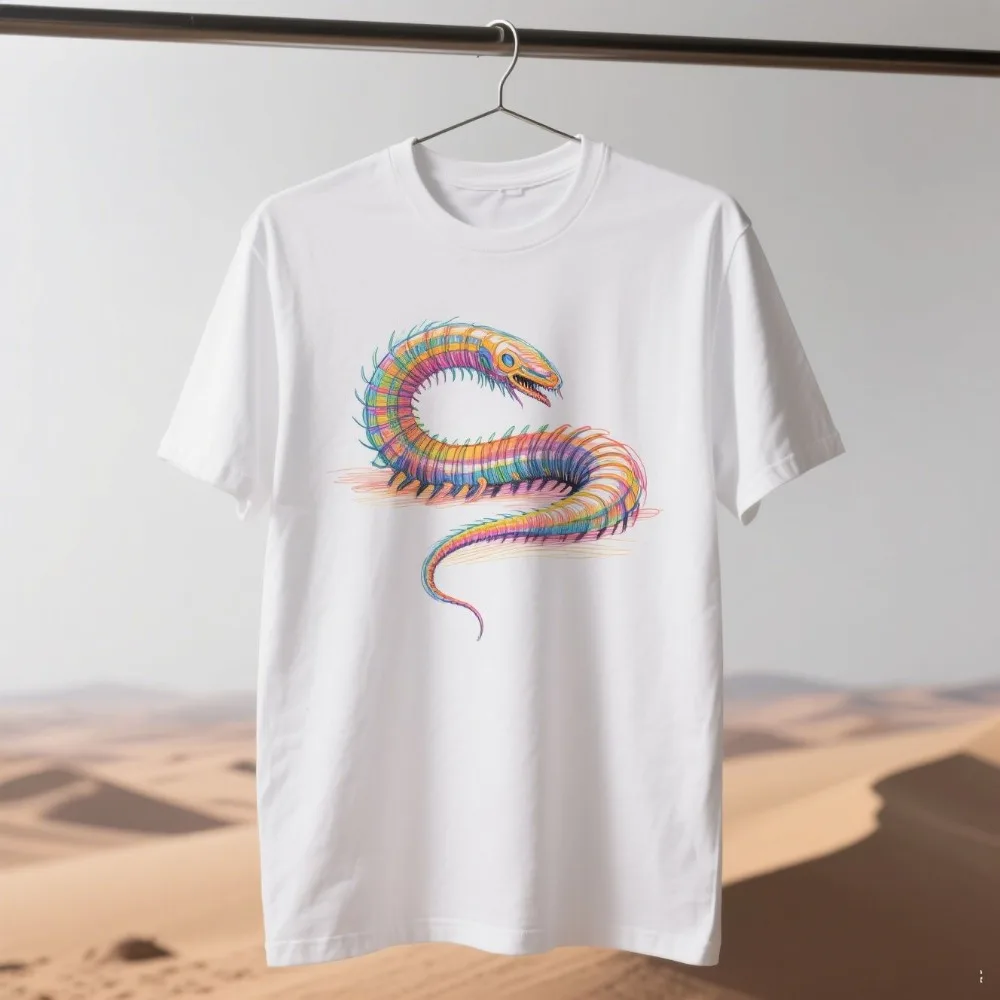 

Pure Cotton Fantasy Creature T Shirt Retro Neon Graphic Tee Unisex Art Inspired Casual Short Sleeve Apparel