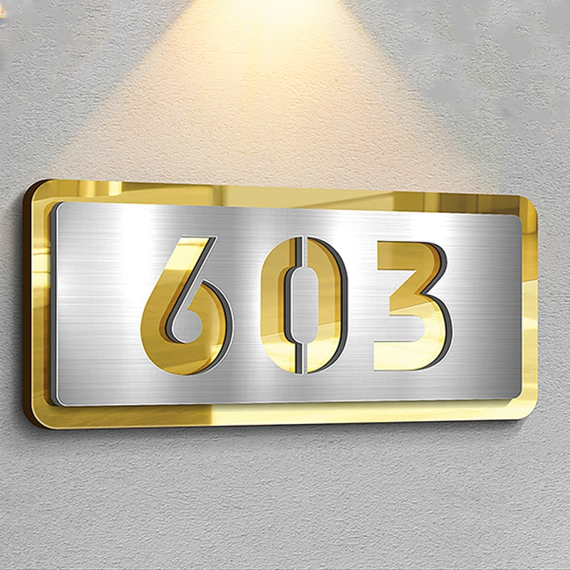 

Private Custom Signs Stainless Steel Adhesive House Numbers Stickers Address Plates Door Plaque Letters Home Room Door Signs