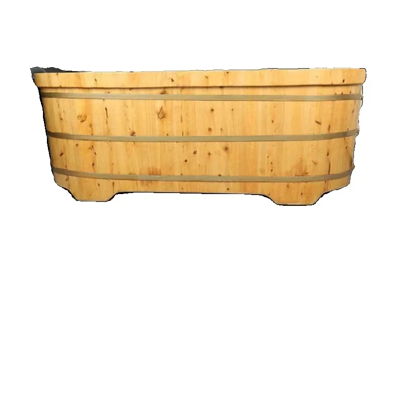 Lying style wooden tub for bathing, adult household sweat steam sauna, solid wood bathtub