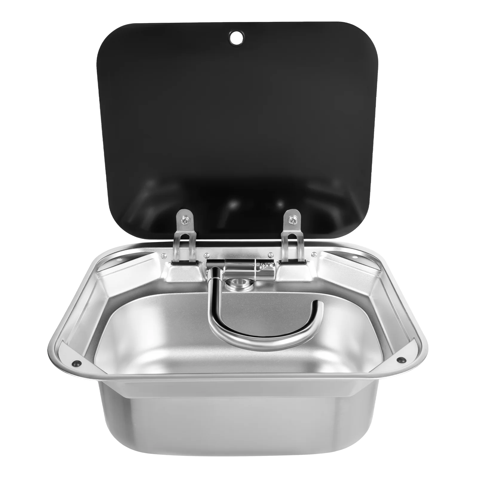 31*21cm RV Spoelbak Caravan Spoelbak met kraan EVA Campervan Spoelbak Gehard Glas 304 RVS Voor campers, bars, hotels, cafés, etc. - afbeelding 2