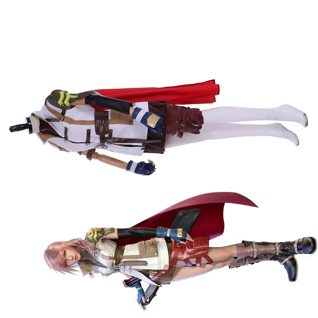 

Game FFXIII Lightning Cosplay Costume Adult Women Punk Battle Uniform Suit Halloween Carnival Party Comic Con Outfits