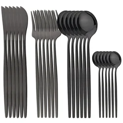 24Pcs Dinnerware Set Stainless Steel Tableware Knife Fork Spoon Cutlery Set Western Kitchen Flatware Silverware