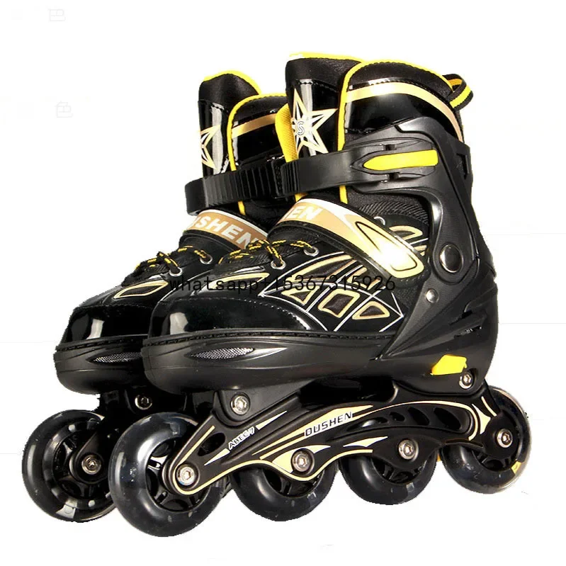 4 Sizes Adjustable Kids Roller Skates with Light up Wheels and Shining Upper Design