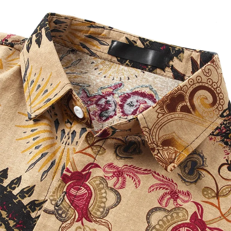 Halloween Summer New Ethnic Style Printed Short Sleeve Shirt Fashion Men's Clothing