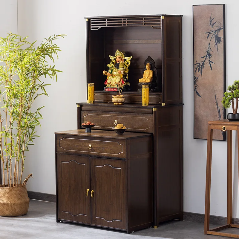 

Nanzhu Standing Buddha Shrine Cabinet Offering Table for Guanyin Wealth God Home Altar Simple Tall Worship Cabinet