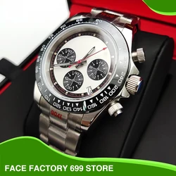 Luxury Business 40mm Quartz Chronograph Men's Watch uses VK63 calibre sapphire crystal panda chronograph clock