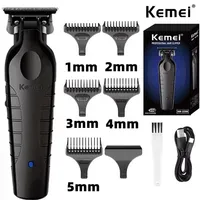 Kemei KM-2299 Barber Cordless Hair Trimmer 0mm Zero Gapped Carving Clipper Detailer Professional Electric Finish Cutting Machine