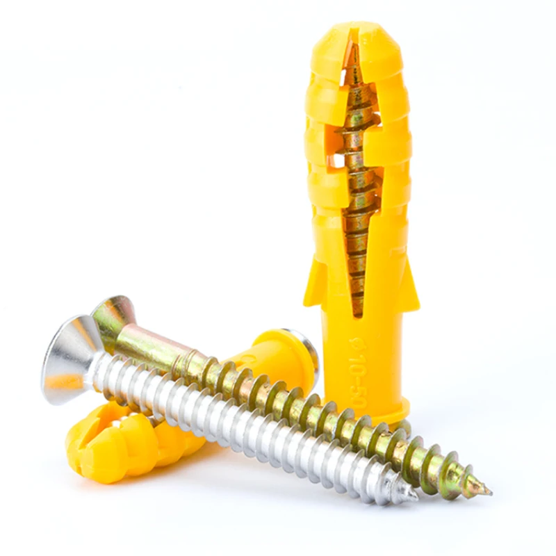 M6 M8 M10 Rubber Expansion Pipe Wall Plug Self Tapping Screw With Ribbed Plastic Anchor Wall L=30-100mm