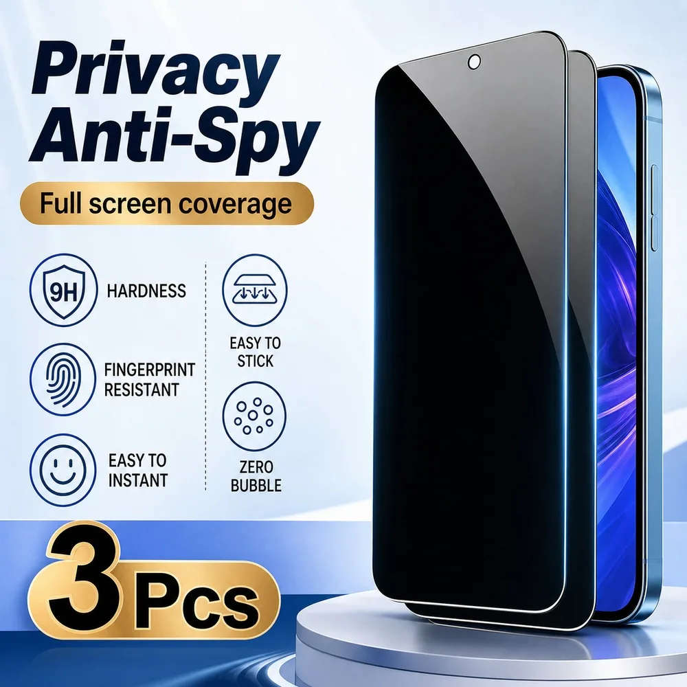 3PCS Privacy Tempered Glass für iPhone 18 Anti-Spy Displayschutzfolie für iPhone 18 Pro 18 Pro Max Anti Blue-Ray Anti-Scratch