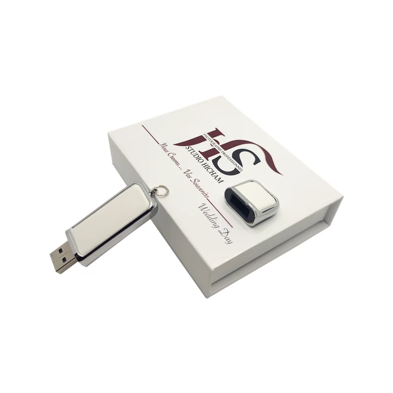 Бесплатный пользовательский цветной логотип металлический белый кожаный USB2.0 высокоскоростной Флэш-накопитель и белая коробка 4 ГБ 8 ГБ 16 ГБ 32 ГБ 64 ГБ 128 ГБ