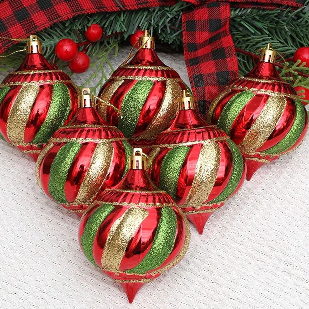 

6pcs Shatterproof Painted Christmas Balls Pendant Plastic Reusable Electroplated Hanging Balls Set Elegant Xmas Tree Ornament