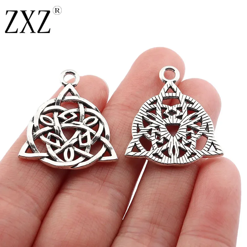 

ZXZ 20pcs Antique Silver Amulets Witch Triquetra Celtic Knot Charms Pendants For Necklace Jewellery Making Findings