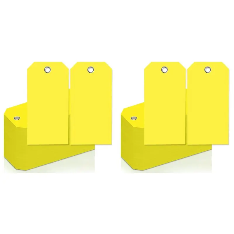 ABMO 200Pcs 4 3/4In X 2 3/8In Neon Shipping Tags Blank Heavy Duty Hang Tags With Reinforced Holes Writable Luggage Tags,B
