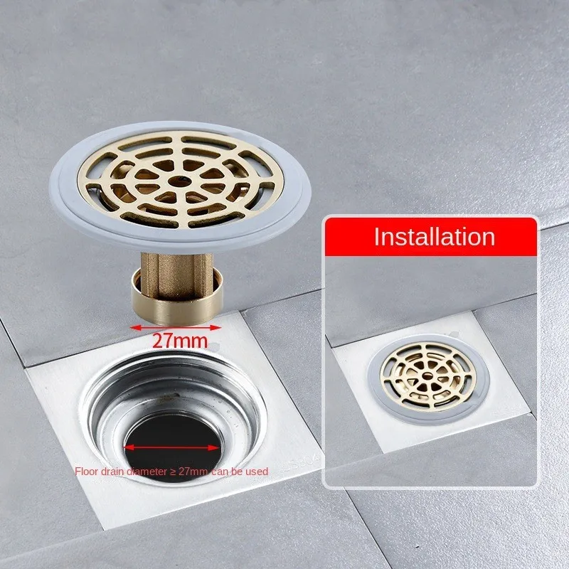 Bath Stopper Plug Sink Copper Core Strainer Shower Sewer Anti-odor Floor Drain Hair Catcher for Kitchen Bathroom Accessories