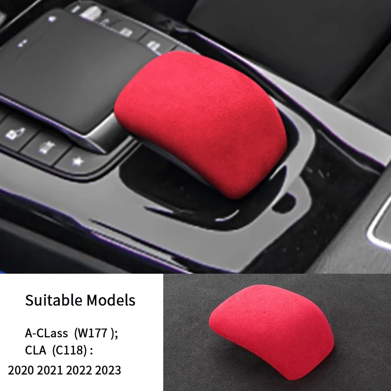Suede Overlay Car Interiors Central Panel Armrest Lid Gear Knob Cover For Mercedes Benz A-Class W177 CLA C118 2020-2024 image 3