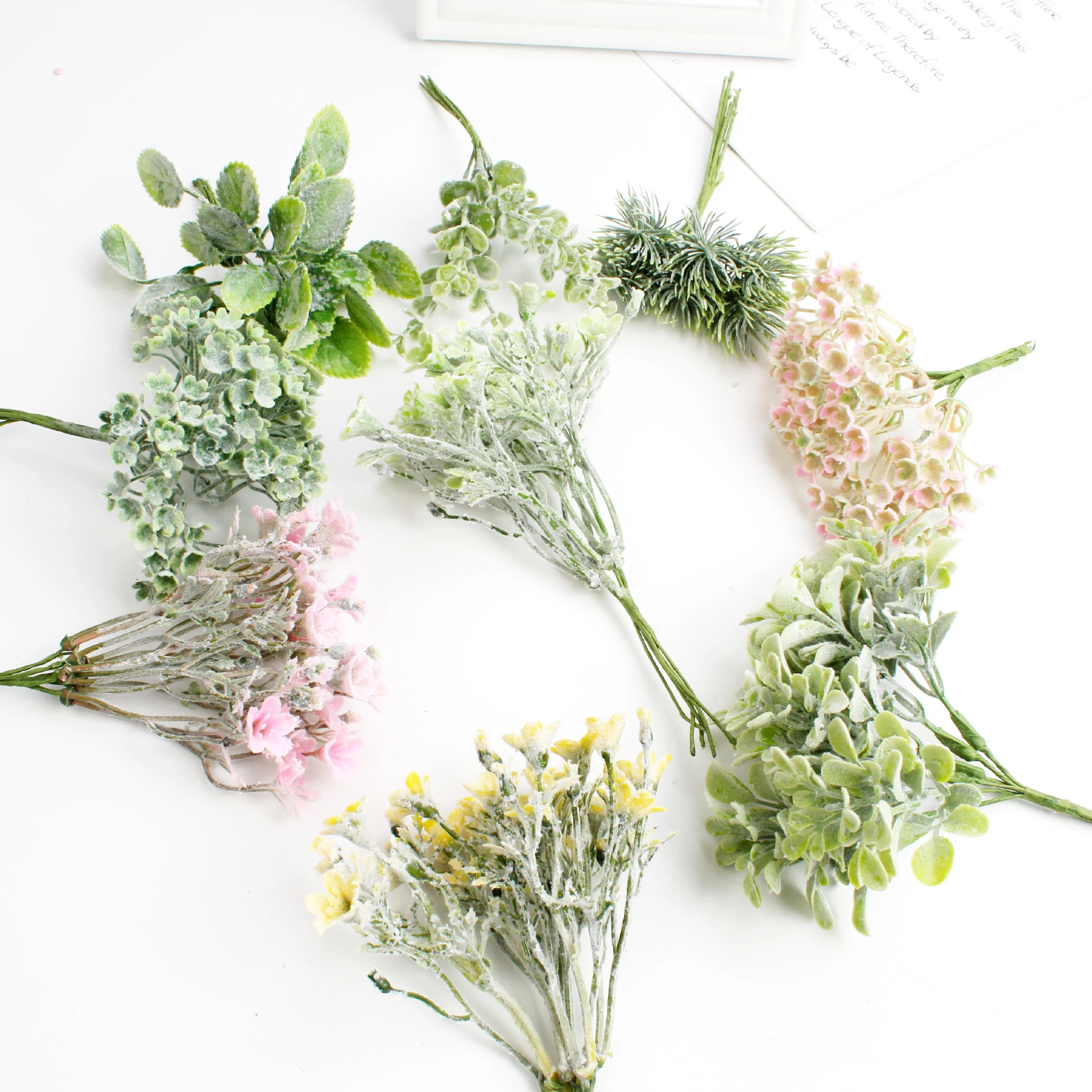 DIY simulation leaf accessories artificial succulent green plant Christmas rattan circle home flower arrangement decoration