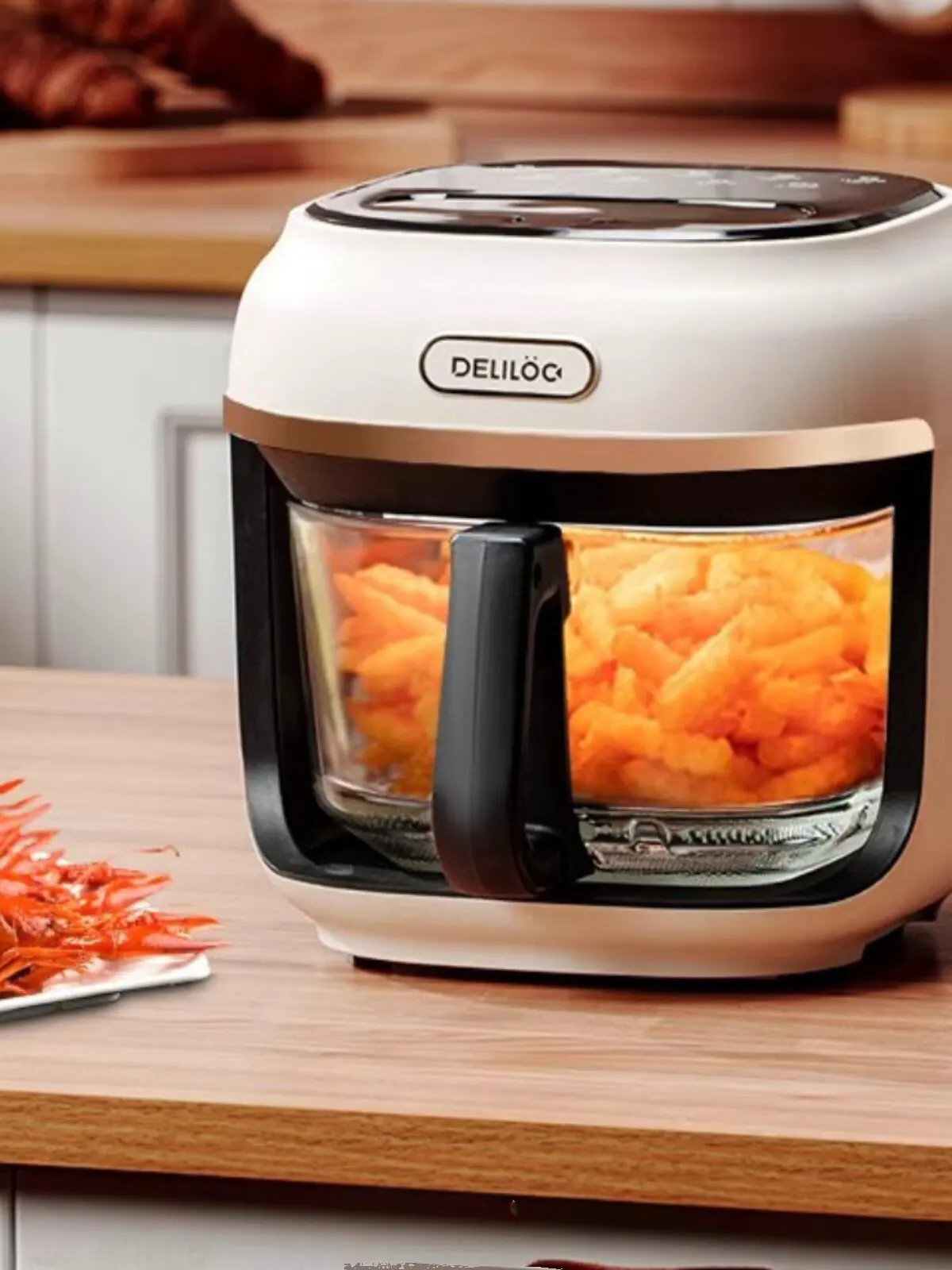 

Japanese Brand New Household Air Fryer Visible Glass Transparent Touch Control Non-stick Coating Small Egg-shaped Electric Fryer