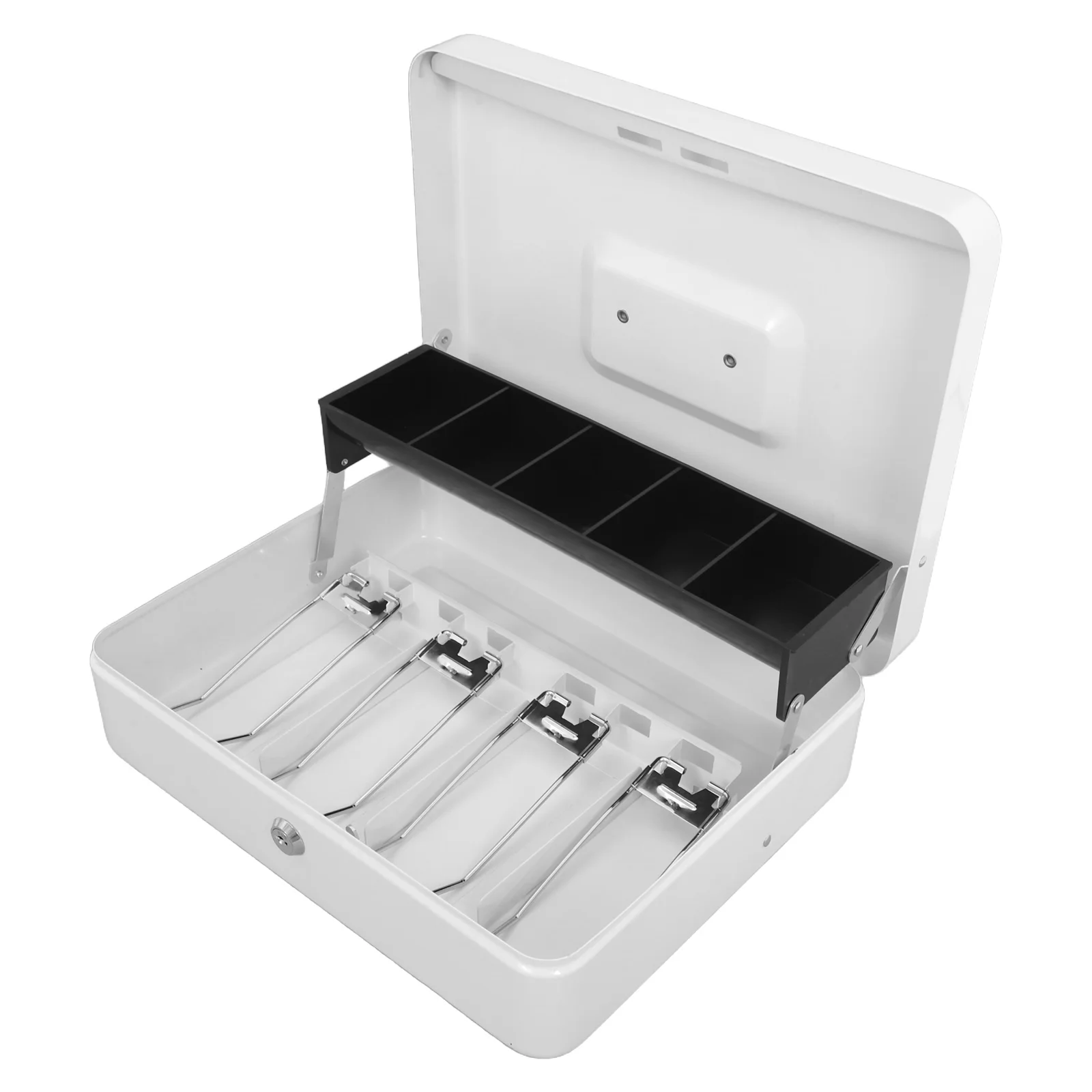 1 set Metal Cash Box with Key Lock Sturdy Construction for Retail Organizer Tray Slot Small Safe Storage