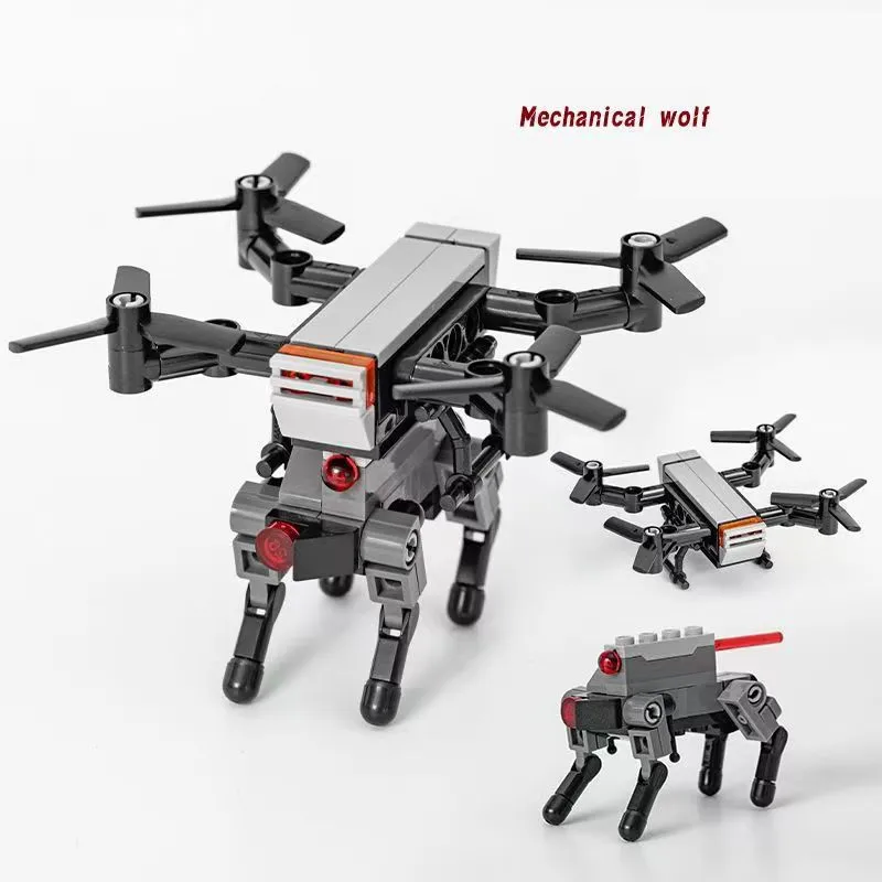 Moc Building Blocks Military Combat Machinery Wolf Robot Dog Drone Model Assembly Toy DIY Handmade Assembly of Small Ornaments