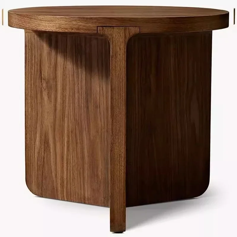 

Solid wood edge few round movable sofa side table high-end bedroom bedside corner few