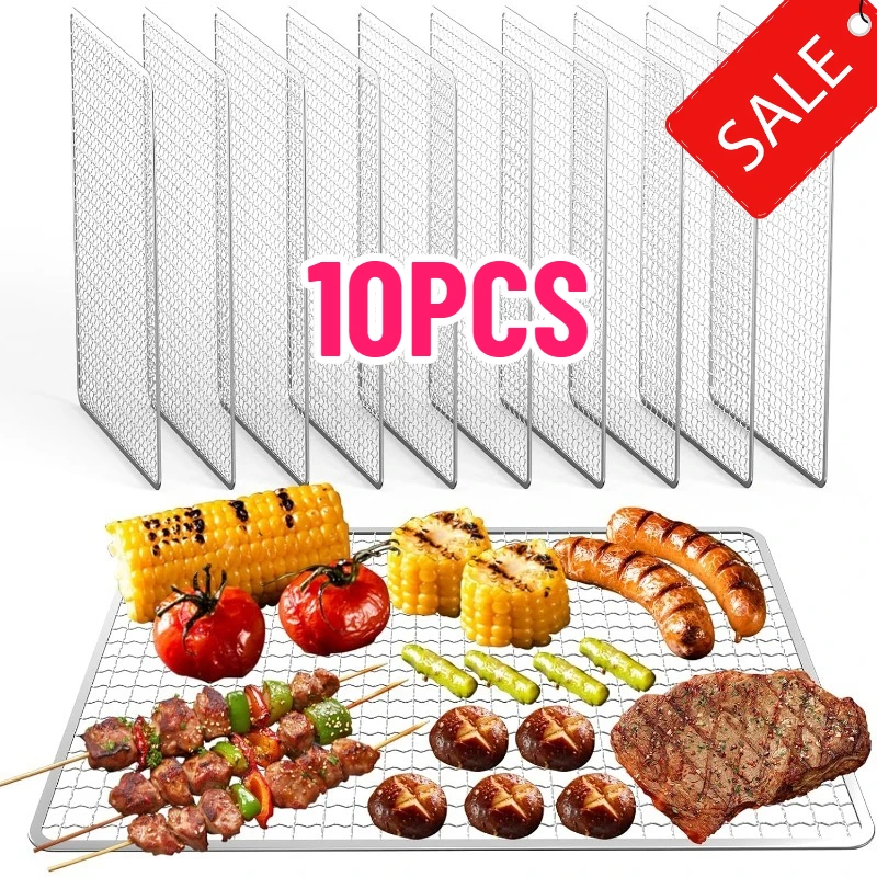 

Набор из 10 одноразовых решеток для гриля, сменные решетки для барбекю, подставки для жарки из нержавеющей стали, легко моются