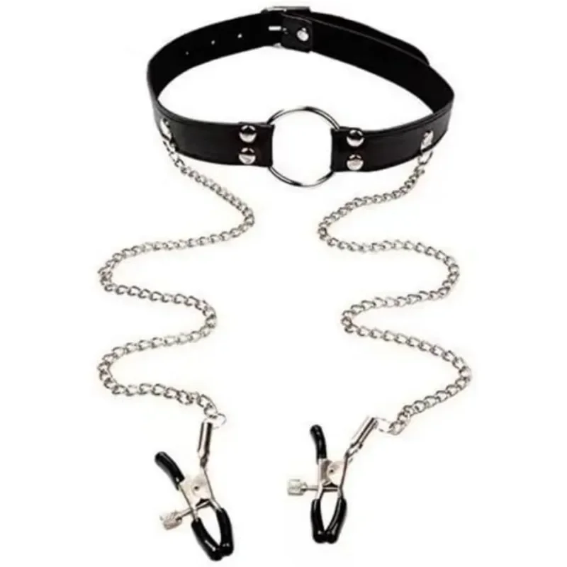 Sex Bondage Nipple Clamp SM Chest Harness Breast Clamp Neck Collar Restraint Fetish Kit BDSM Strap for Adult Sex Game Sex Shop