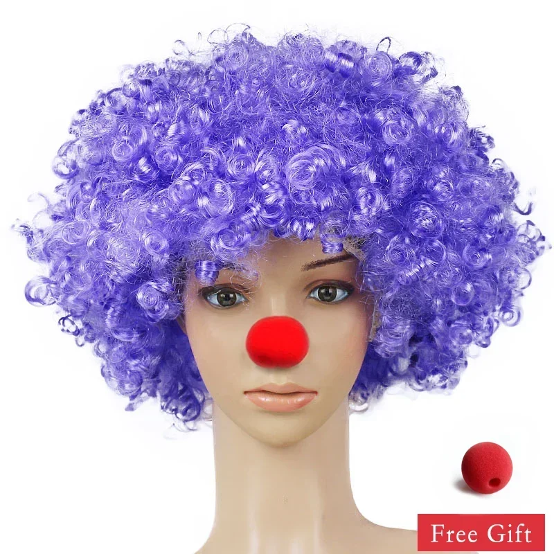 Colorful Clown Wig Afro Curly Synthetic Cosplay