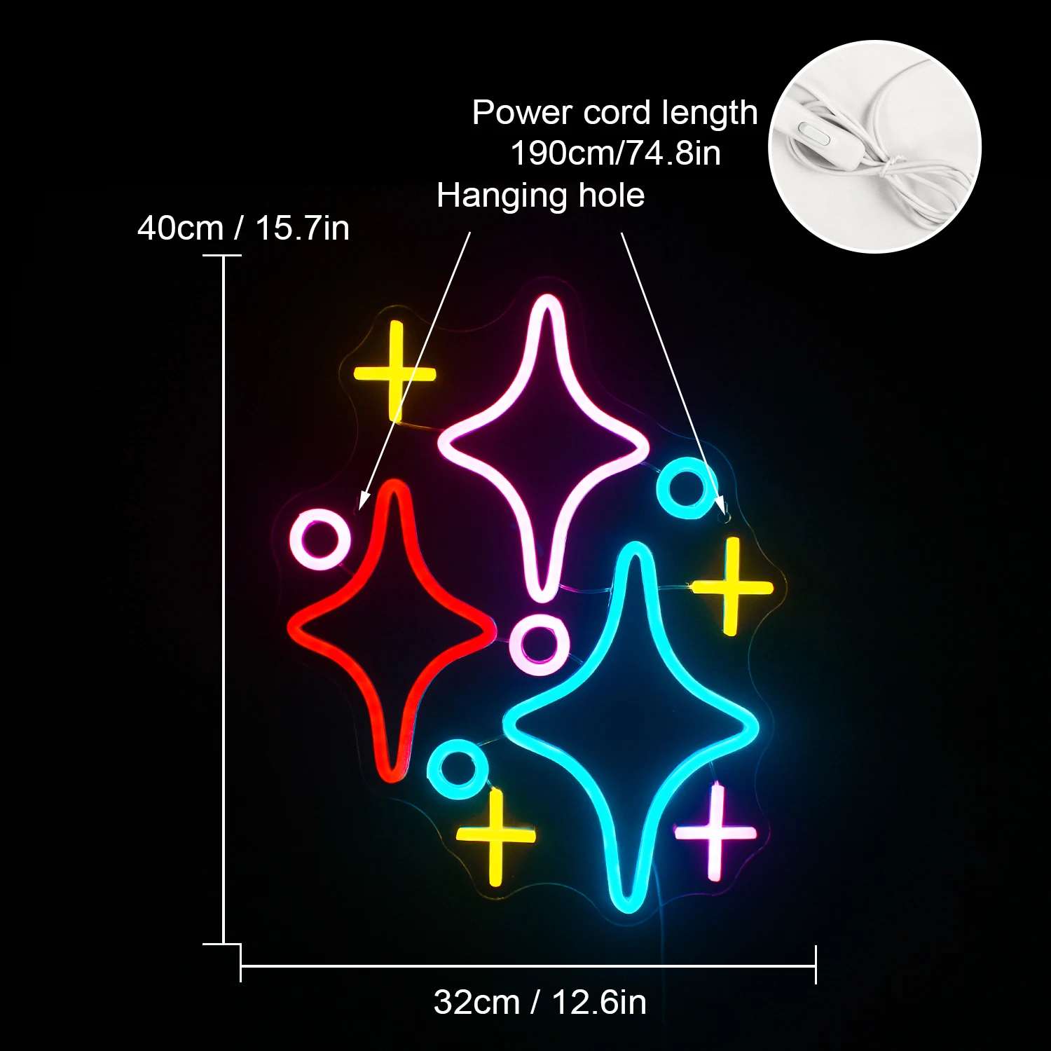 علامة نيون نجمية ملونة ليد ، مصباح حائط فني معلق ، أضواء للحفلات ، حفل زفاف ، غرفة ألعاب ، مهرجان ، عيد ميلاد ، بار ، تضيء