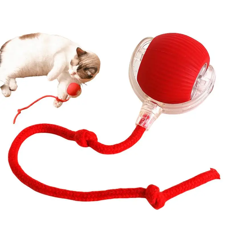 Electric Cat Ball Toys Automatic Rolling Ball Faux Tail Rechargeable Smart Pet Interactive Toy Dog Cat Balls for Interaction