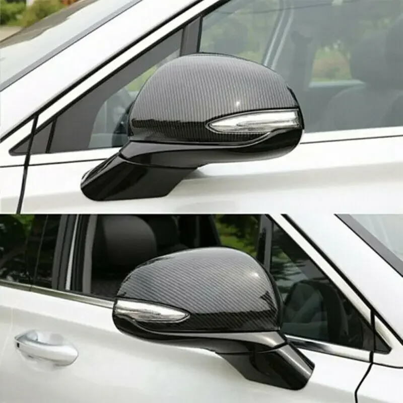 For Hyundai Santa Fe 2019-2023 Car Rearview Side Mirror Cover Wing Cap Exterior Sticker Door Rear View Case Trim Carbon Fiber