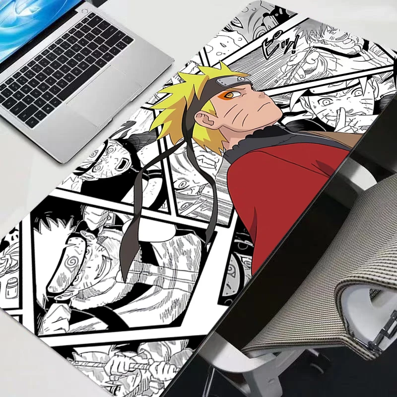 Mouse pad pc gamer mousepad escritório portátil naruto uzumaki anime mouse tapetes preto e branco tapete de mesa hd borracha teclado presentes