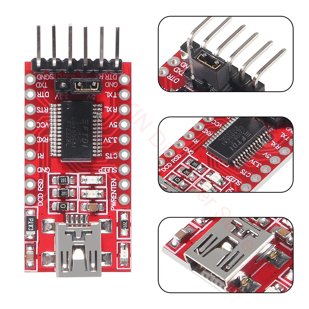 FT232RL FTDI Mini USB to TTL Serial Converter Adapter Module FT232R Breakout FT232RL USB to Serial Mini USB to TTL Adapter Board