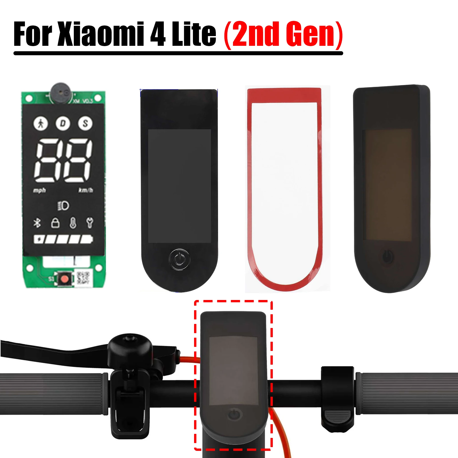 

Dashboard wiht Switch Panel Waterproof Case Kit for Xiaomi Electric Scooter 4 Lite (2nd Gen) Circuit Board Display Replace Parts