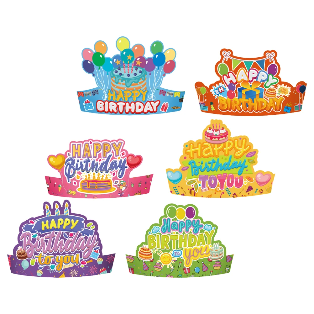 

12 Pcs Birthday Hat Set Decorations Party Has Crown Paper Kid Venue Setting Props