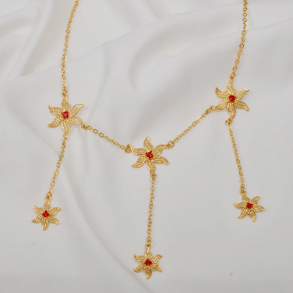 Anniyo 1 Stück Afrikanische Blumen-Halsketten für Frauen und Mädchen, Mayotte-Schmuck, Madagaskar, Hochzeit, Geburtstag, Party @ 381906