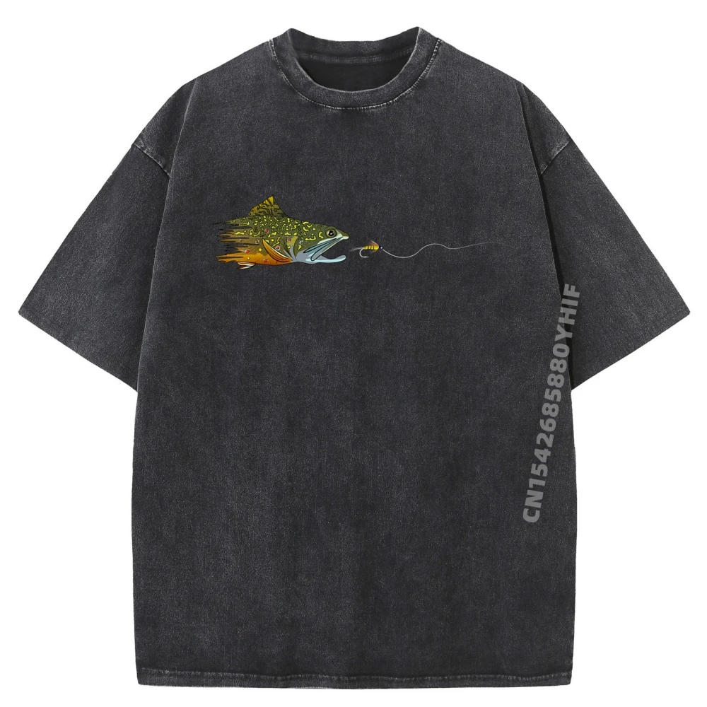 

Fly Fishing Brook Trout Dry Fly Tying Fisherman Men Clothing Printed Camisas De Hombre Game Funny Washed Shirt