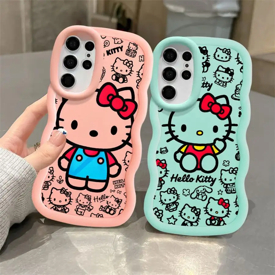 حافظة لهاتف سامسونج جالاكسي S20 FE S25 + S24 + S22 Ultra S21 S25 S23 Plus S24 غطاء هاتف ناعم لطيف القط مرحبا كيتي #4