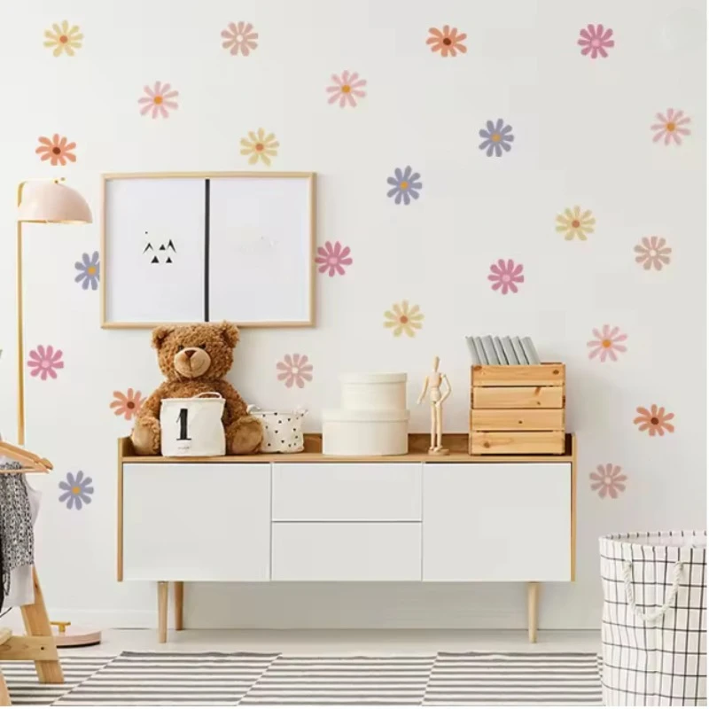 Наклейки на стену с цветочным рисунком «Ромашка», детская виниловая наклейка на стену, детская наклейка для детей, дизайн комнаты для девочек, домашний декор