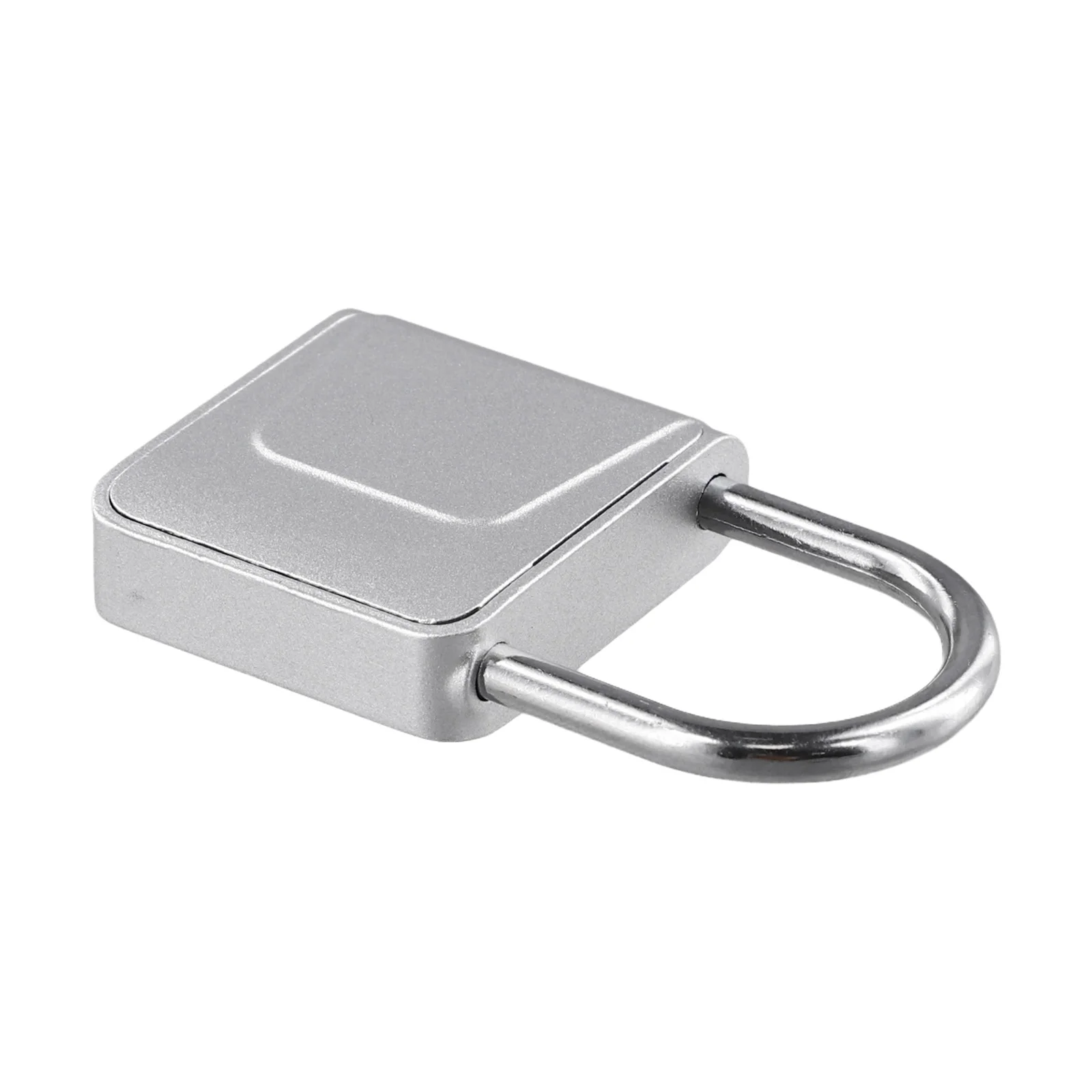 1pc Silver Smart Fingerprint Padlock Waterproof Zinc Alloy Biometric Padlocks With Buit-in Rechargeable Battery USB Charge