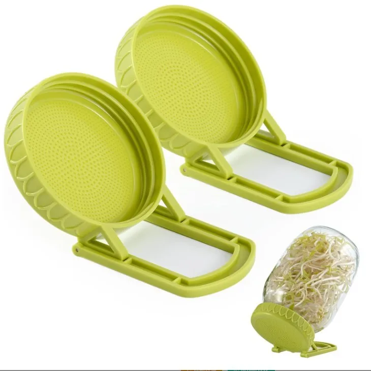 Easy Seed Germination Sprout Maker Kit with Stand Plastic Sprouting Lids for Bean Sprouts Alfalfa Broccoli Salad Greens Grow Kit