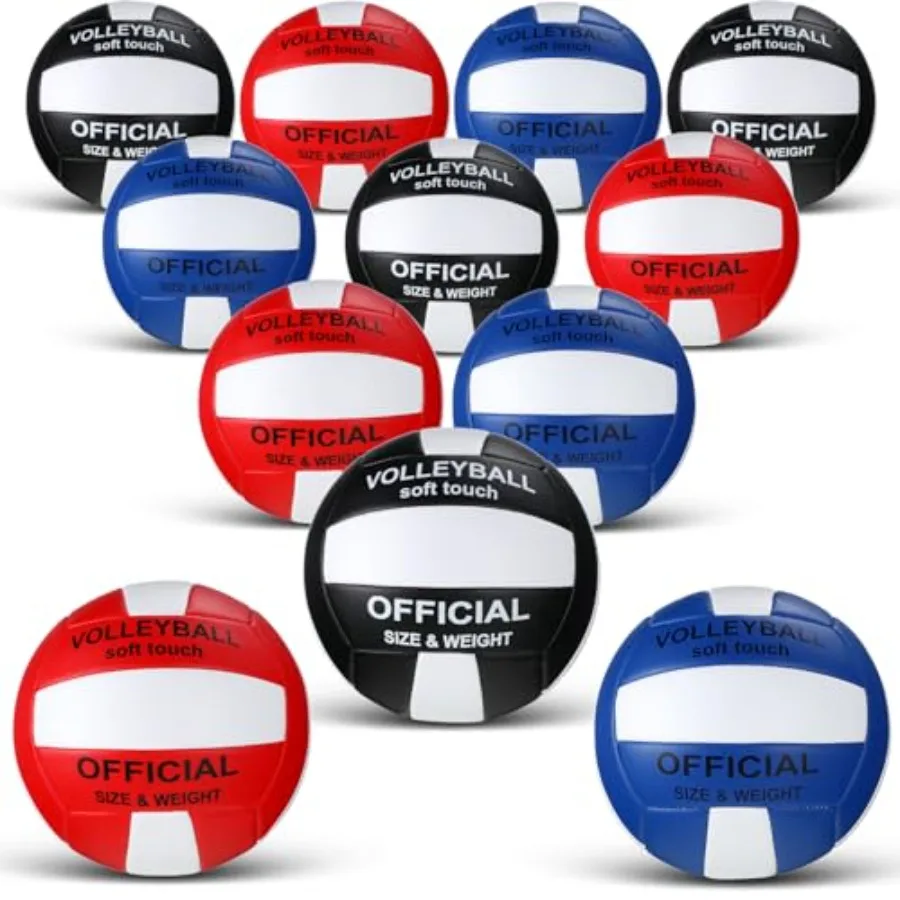 

12 Pcs Volleyball Official Size 5 Bulk Soft Volleyball with 2 Pump Outdoor Indoor Beach Volley Ball for Beach Play Game Gym Tra