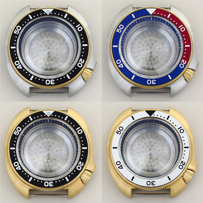

44mm Watch Case Stainless Steel Parts Sapphire Glass 100m Waterproof For Seiko NH35 NH36 NH34 Movement Mod 6105 Turtle Abalone