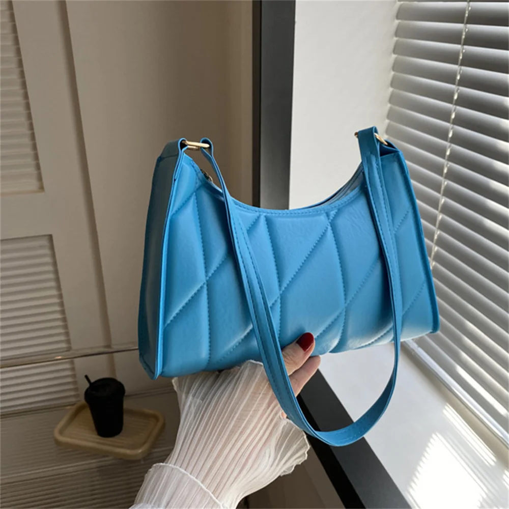 Women Fashion Underarm Bag PU Handbags Solid Color Small Handle Bags Crossbody Bag