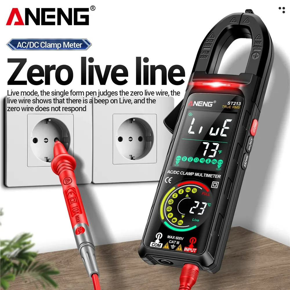 ANENG Multimeter Clamp Meter ST213 Smart Digital DC/AC Current Reverse Screen Dual Screen Display Non-contact Detection Test Too