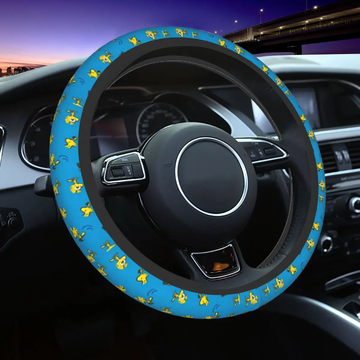 

38cm W-Woodstock Steering Wheel Cover Auto Car Steering Wheel Protector for Sedan Car Accessories Universal 14.5-15 Inch