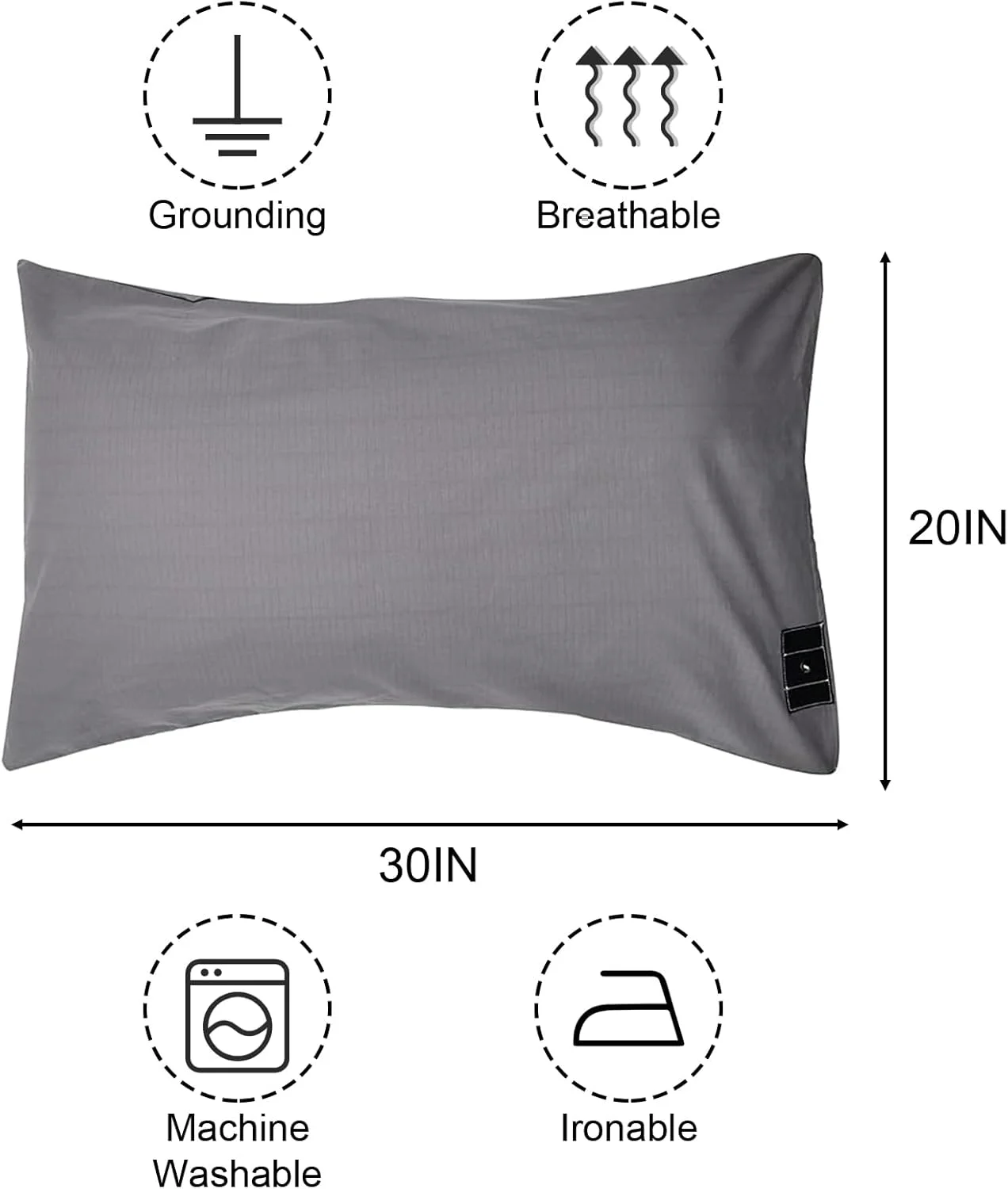 Picture 5: 2PCS Grounding Pillowcase with Grounding Cord, Soft and Comfortable Cotton Grounding Pillow Cover, Reduce Inflammation